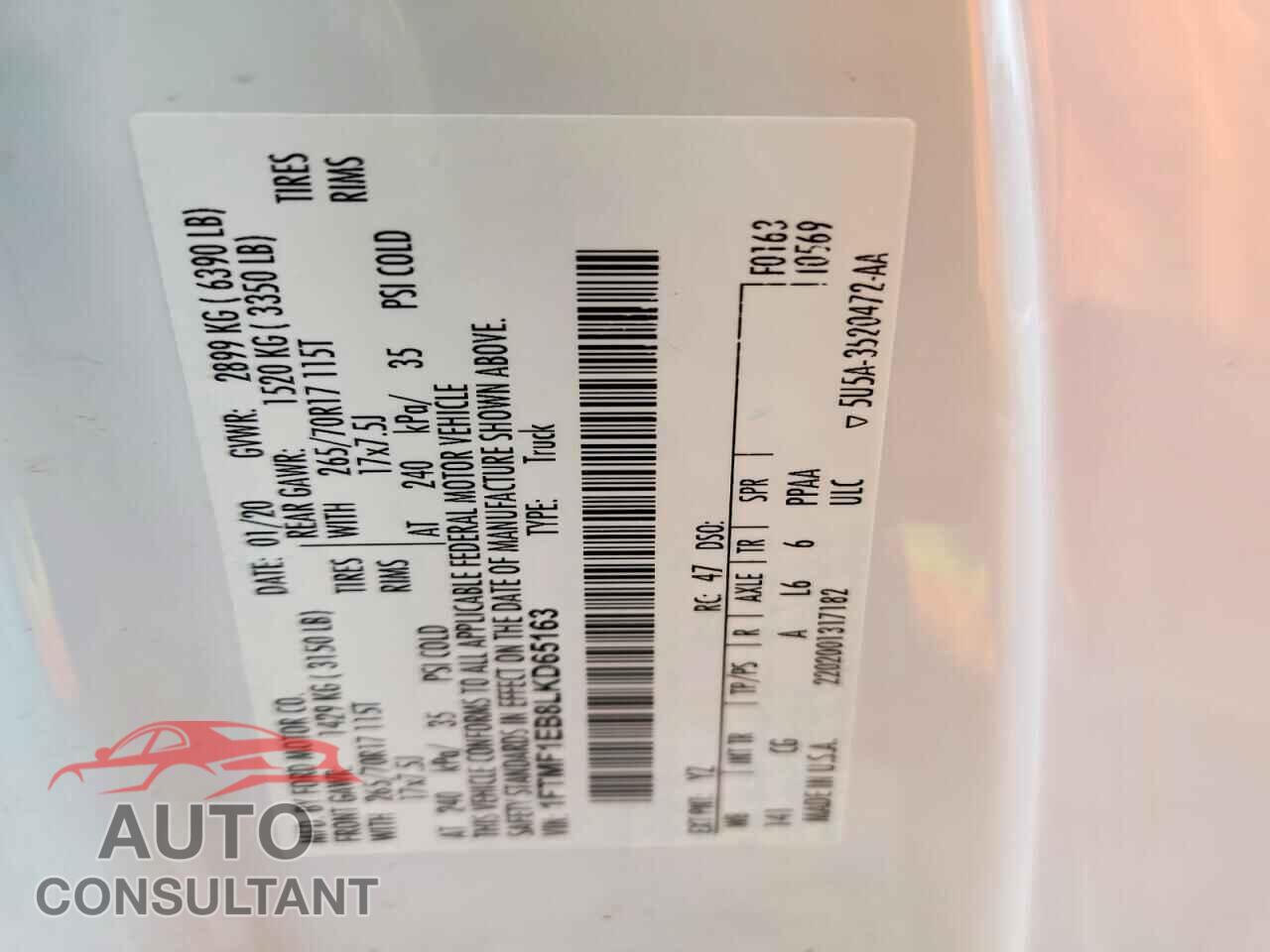 FORD All Models 2020 - 1FTMF1EB8LKD65163