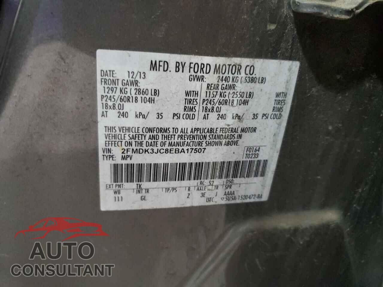 FORD EDGE 2014 - 2FMDK3JC8EBA17507