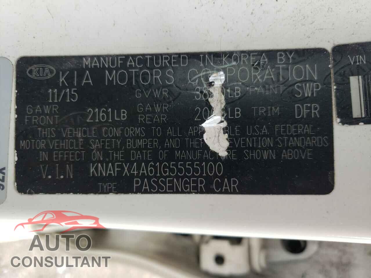 KIA FORTE 2016 - KNAFX4A61G5555100
