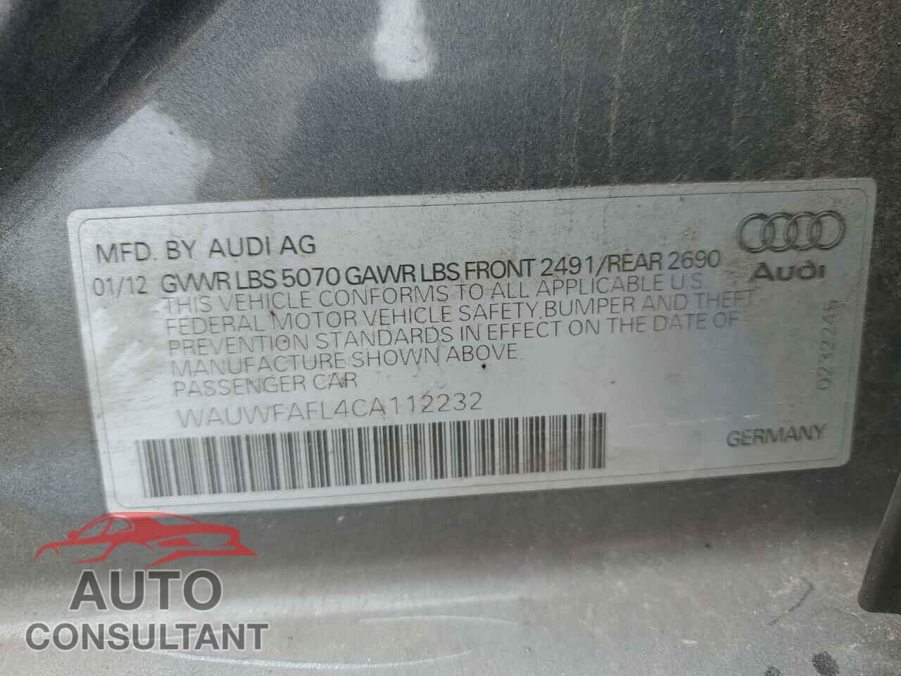 AUDI A4 2012 - WAUWFAFL4CA112232