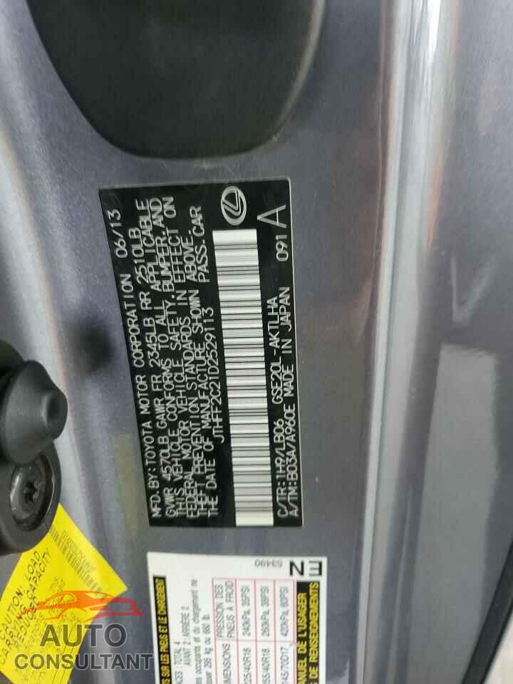 LEXUS IS 2013 - JTHFF2C21D2529113