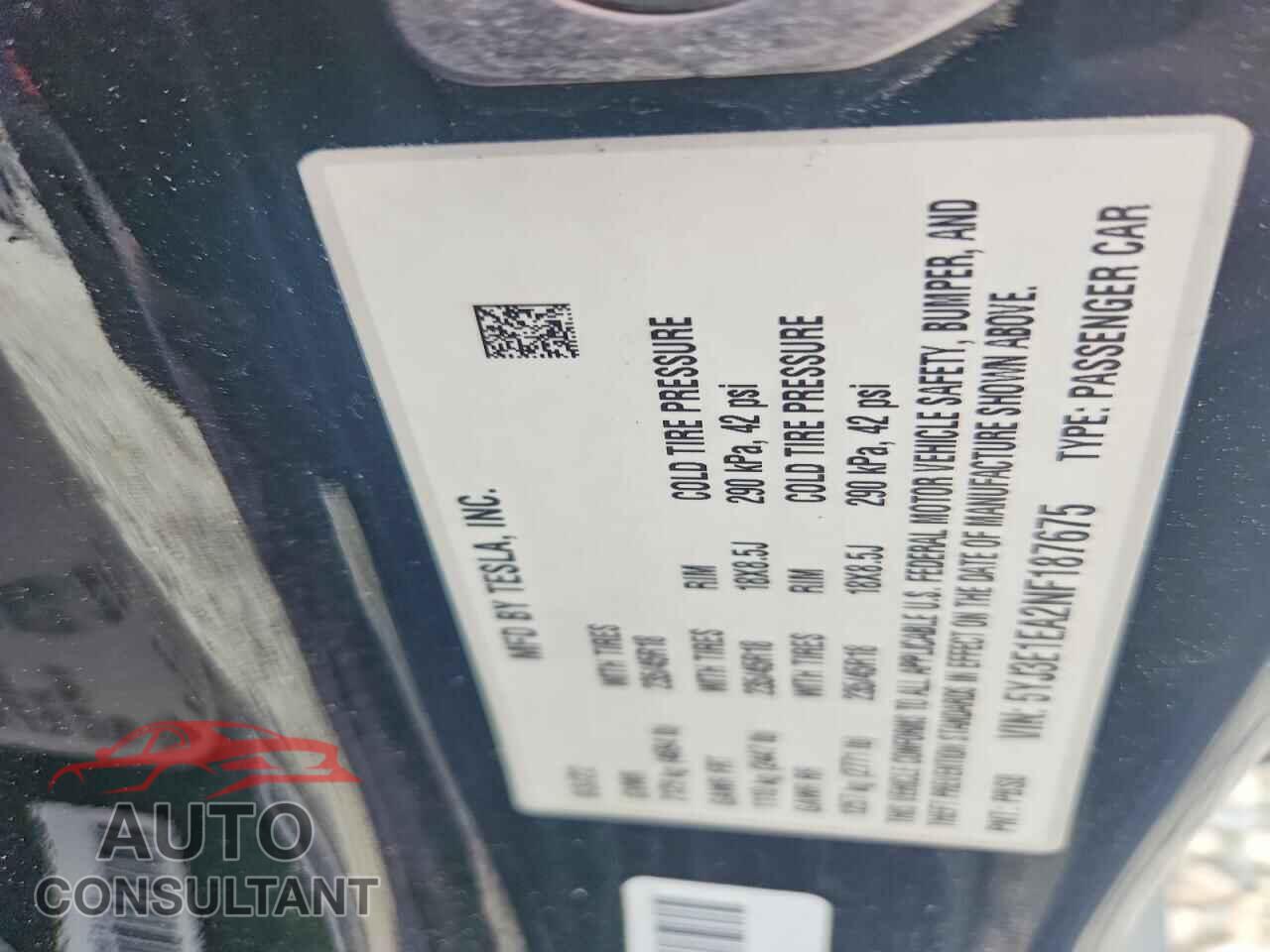 TESLA MODEL 3 2022 - 5YJ3E1EA2NF187675