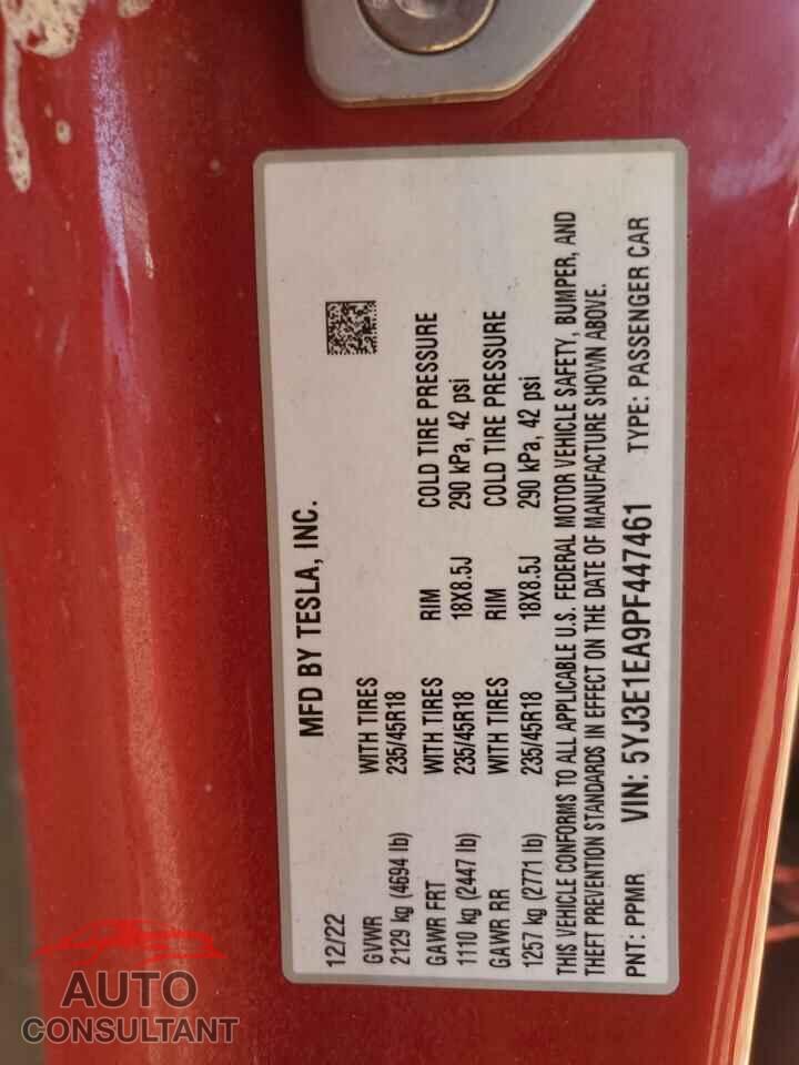 TESLA MODEL 3 2023 - 5YJ3E1EA9PF447461