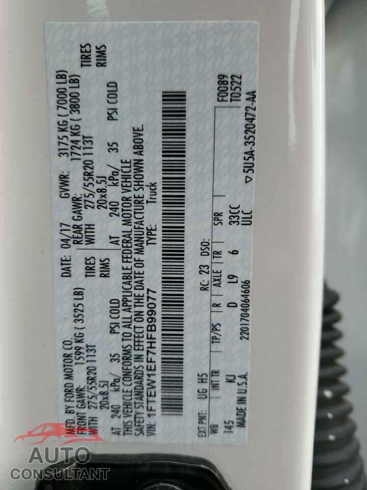FORD F-150 2017 - 1FTEW1EF7HFB99077