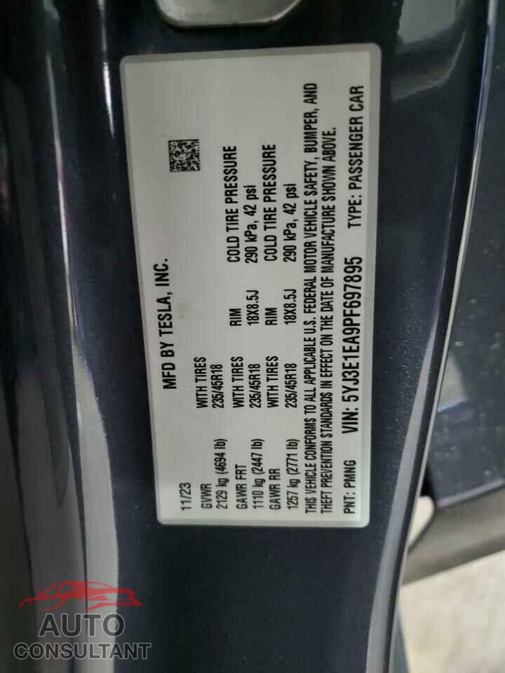 TESLA MODEL 3 2023 - 5YJ3E1EA9PF697895