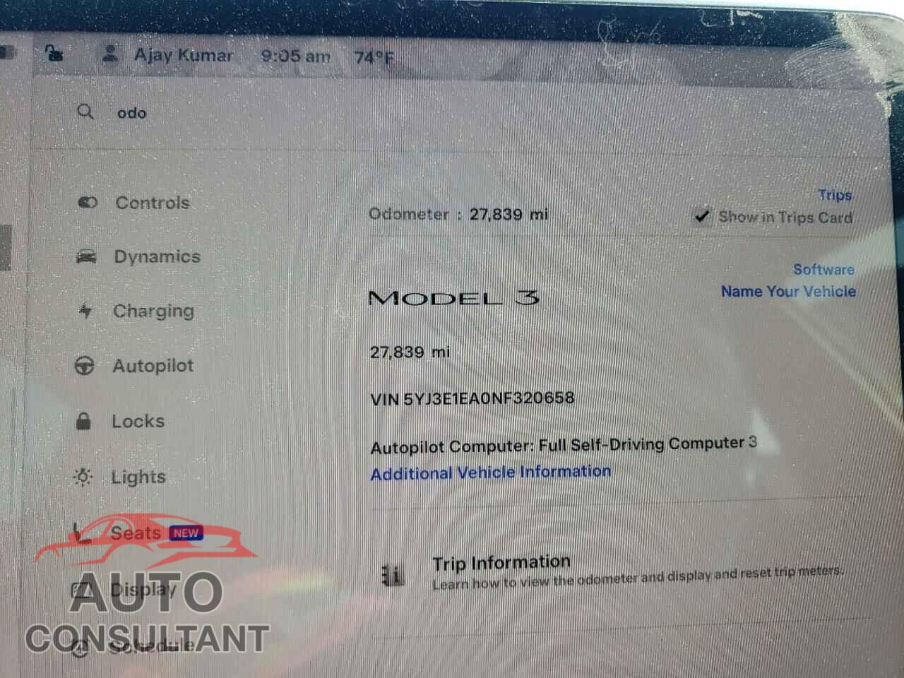 TESLA MODEL 3 2022 - 5YJ3E1EA0NF320658