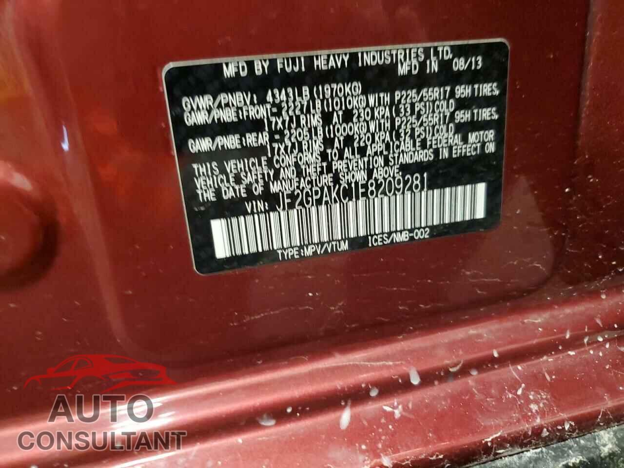 SUBARU XV 2014 - JF2GPAKC1E8209281