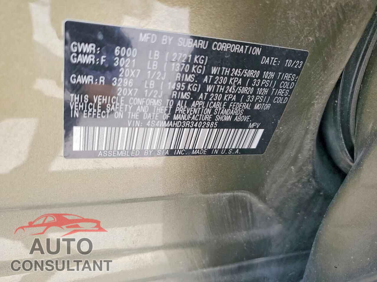 SUBARU ASCENT 2024 - 4S4WMAHD3R3402985
