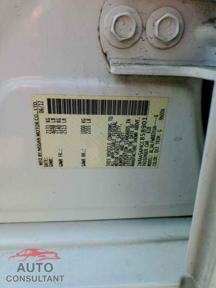 NISSAN MAXIMA 2012 - 1N4AA5AP4CC858901