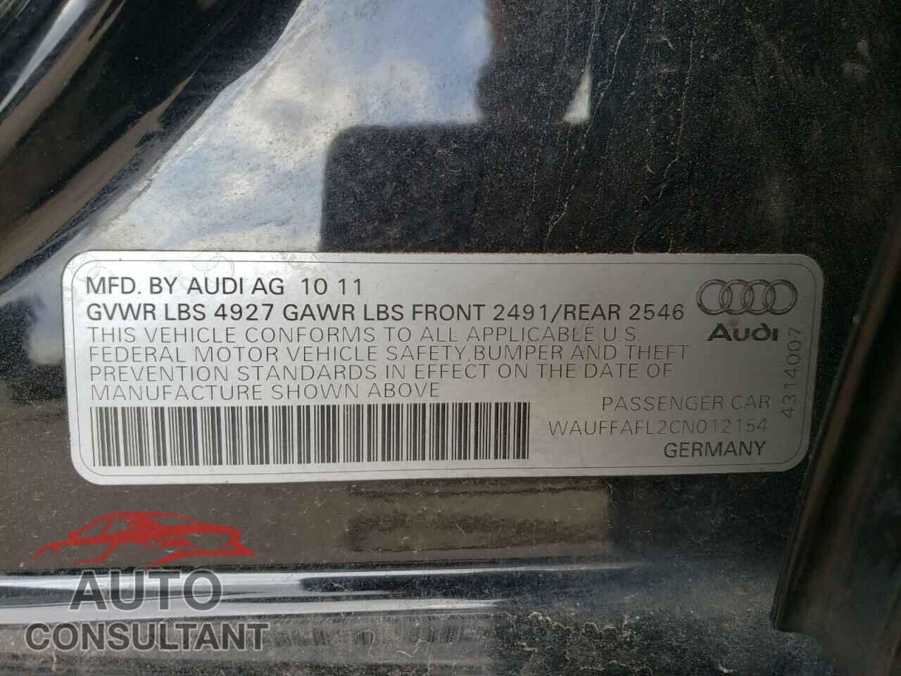 AUDI A4 2012 - WAUFFAFL2CN012154