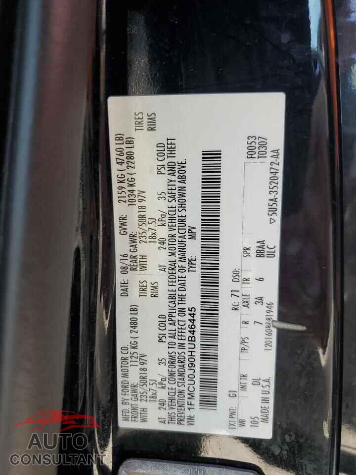 FORD ESCAPE 2017 - 1FMCU0J90HUB46445
