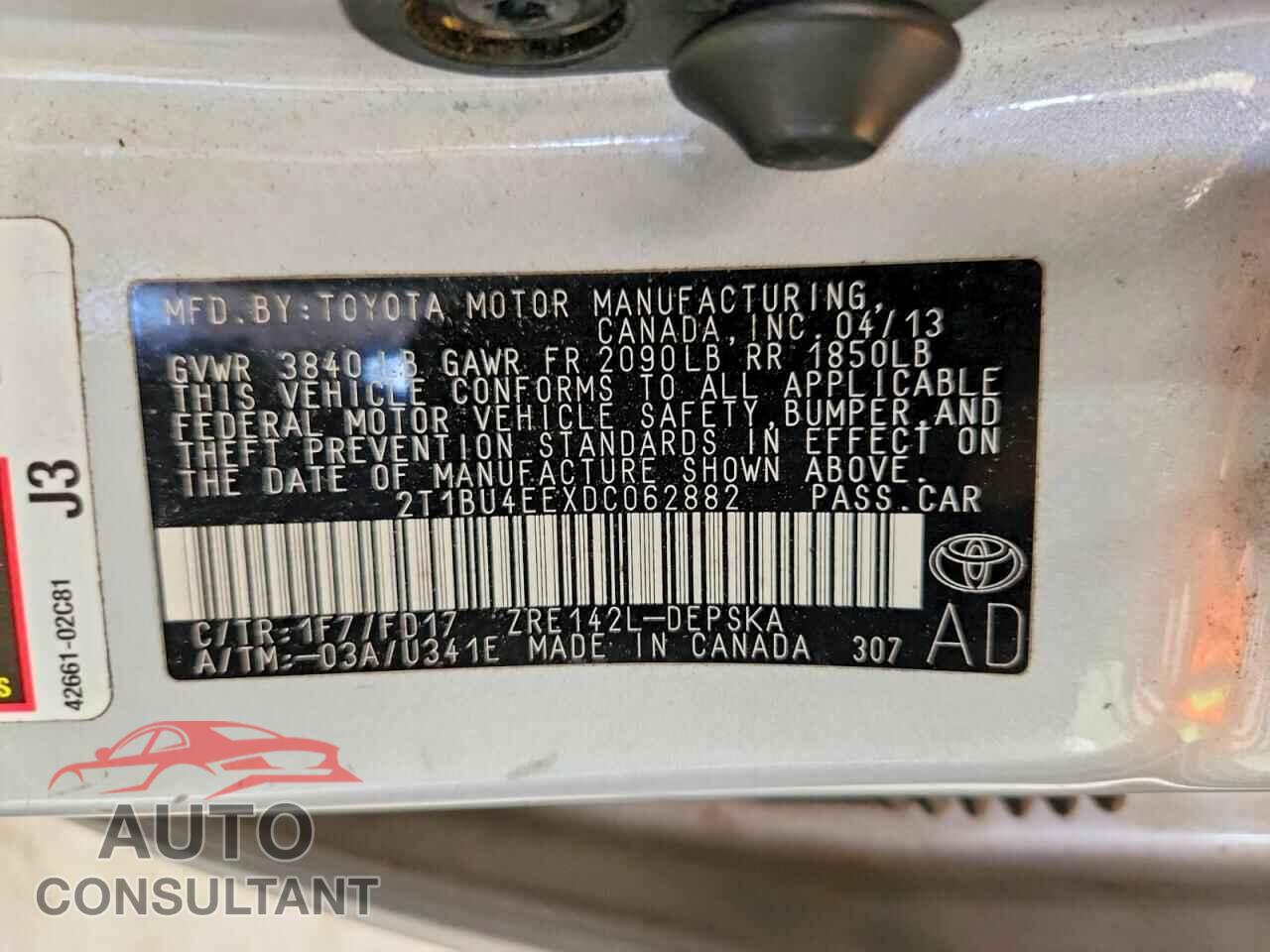 TOYOTA COROLLA 2013 - 2T1BU4EEXDC062882