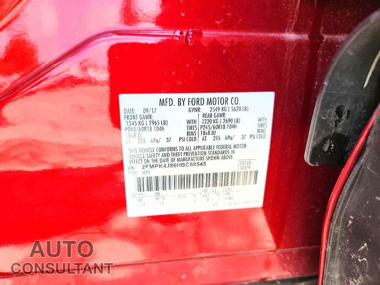 FORD EDGE 2017 - 2FMPK4J86HBC68545