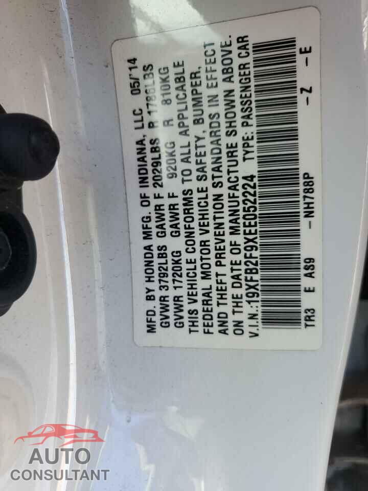 HONDA CIVIC 2014 - 19XFB2F9XEE052224