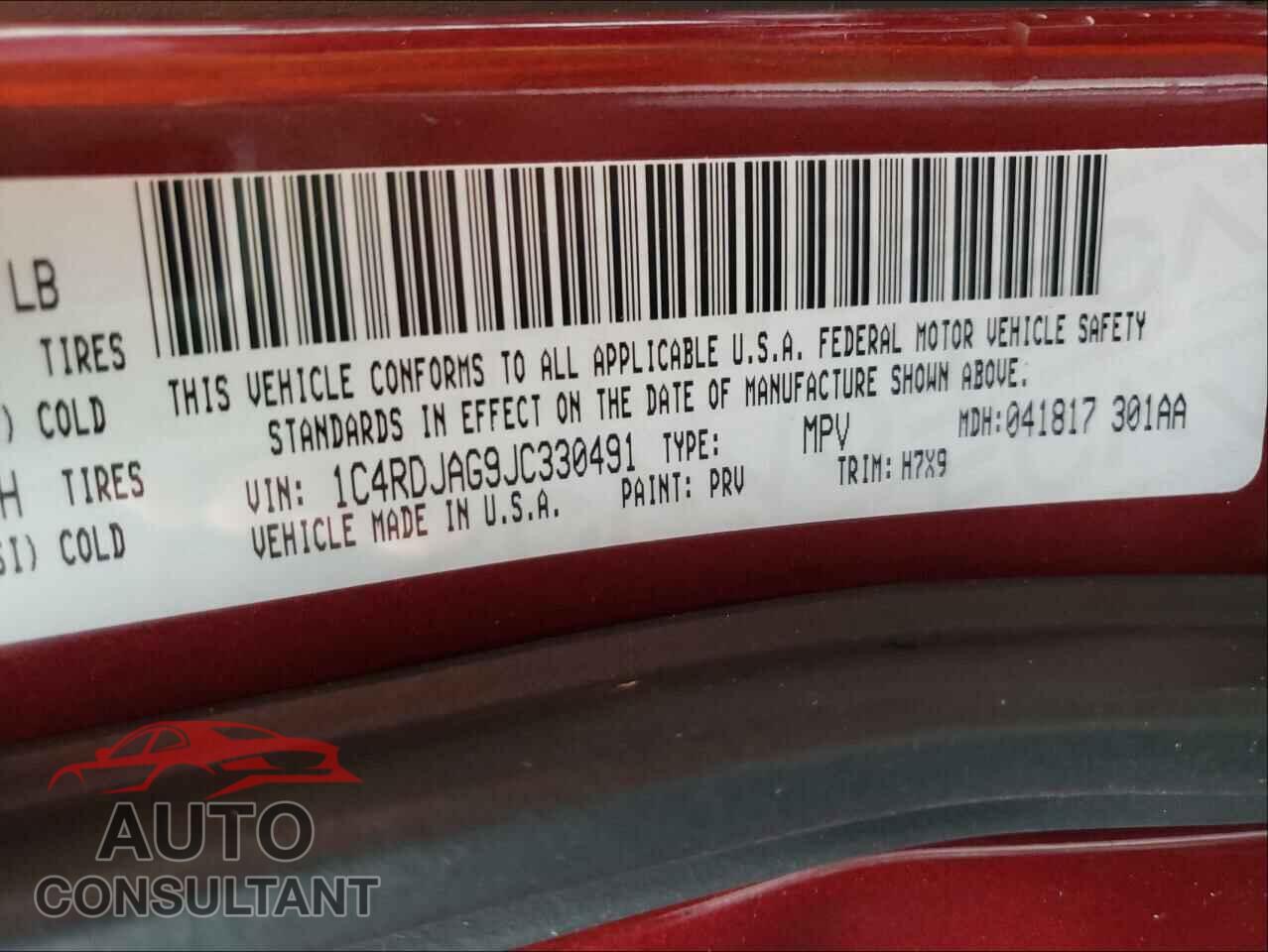 DODGE DURANGO 2018 - 1C4RDJAG9JC330491