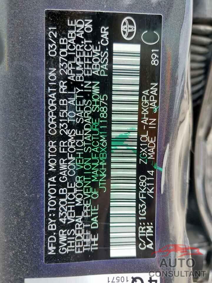 TOYOTA C-HR 2021 - JTNKHMBX6M1118875