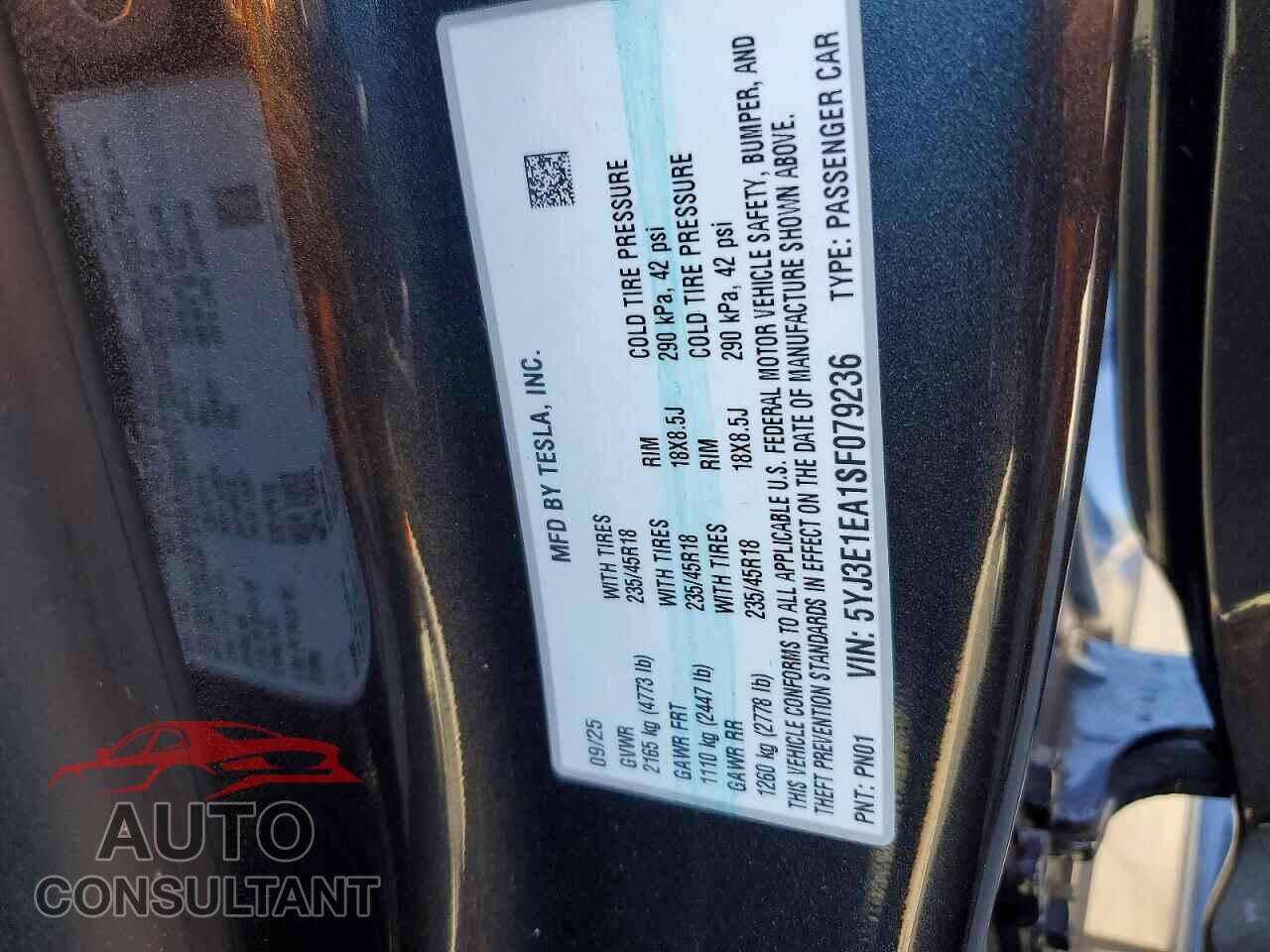 TESLA MODEL 3 2025 - 5YJ3E1EA1SF079236