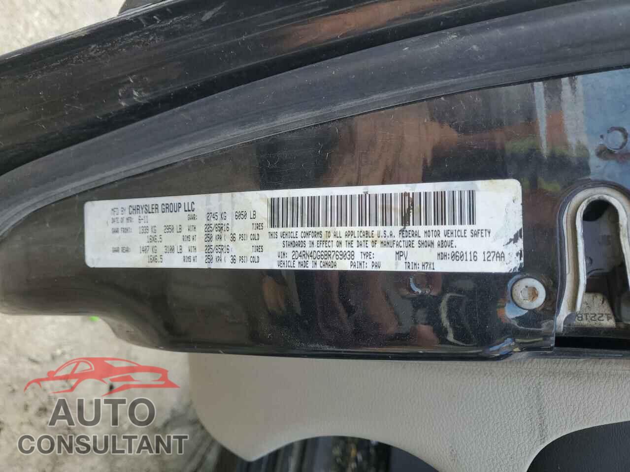DODGE CARAVAN 2011 - 2D4RN4DG6BR769038