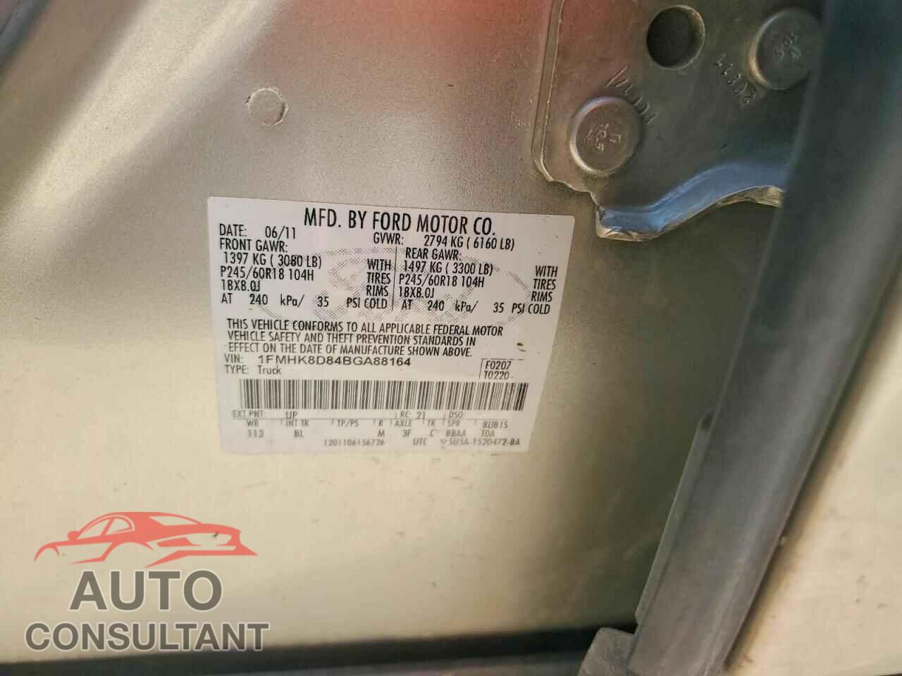 FORD EXPLORER 2011 - 1FMHK8D84BGA88164