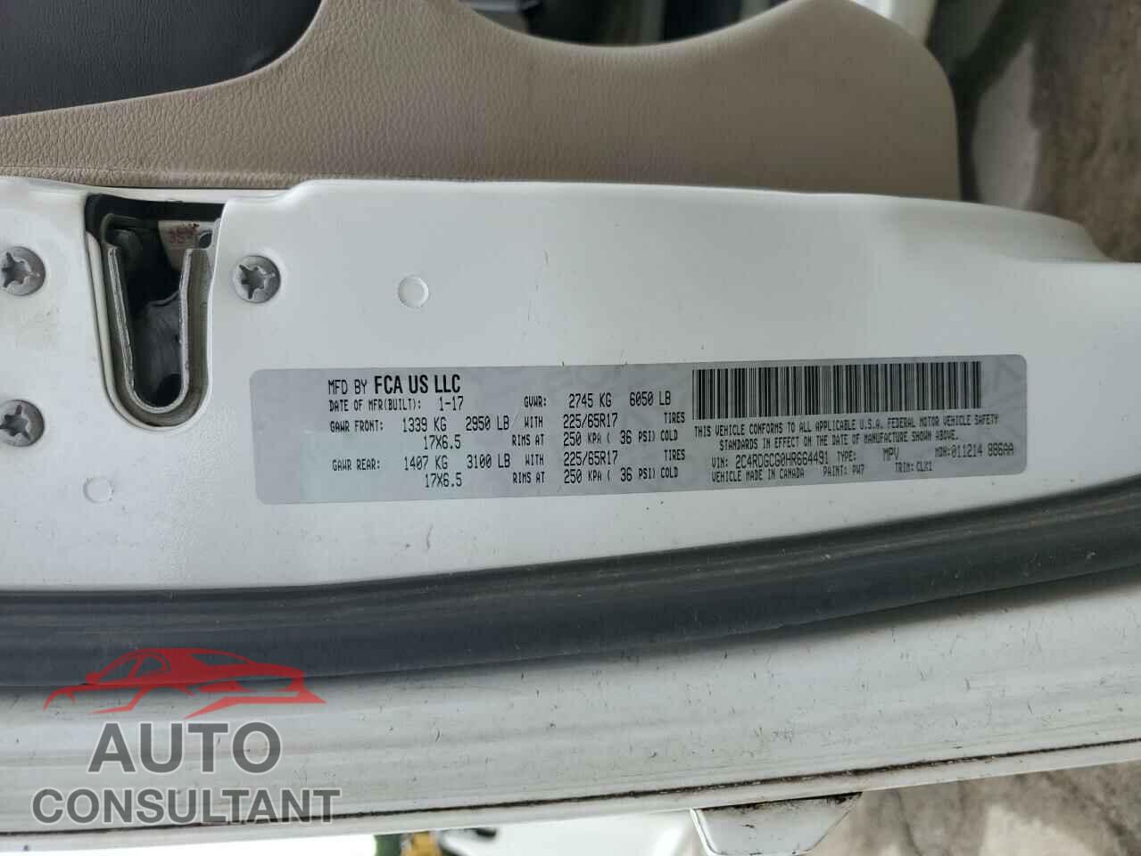 DODGE CARAVAN 2017 - 2C4RDGCG0HR664491