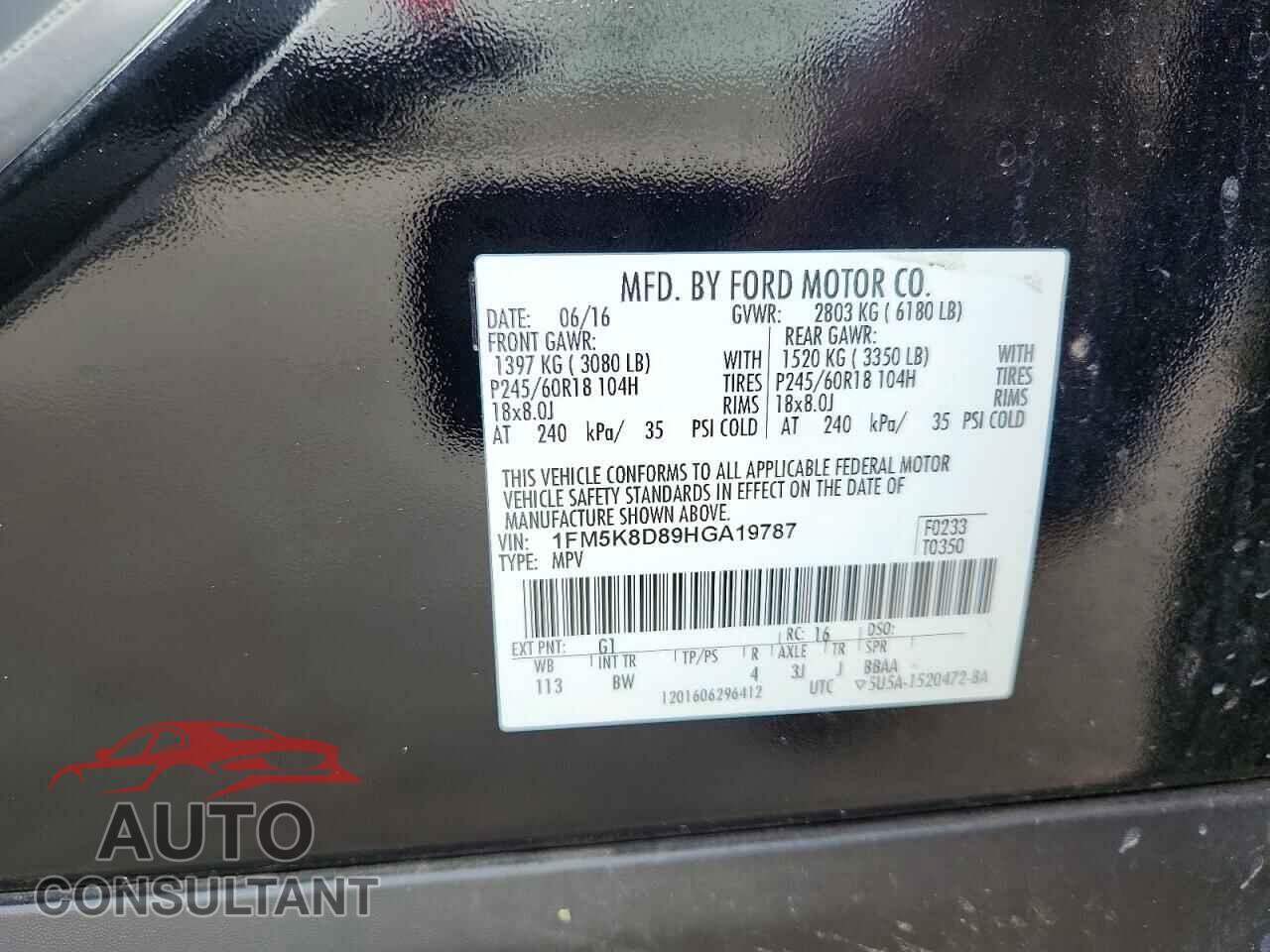FORD EXPLORER 2017 - 1FM5K8D89HGA19787