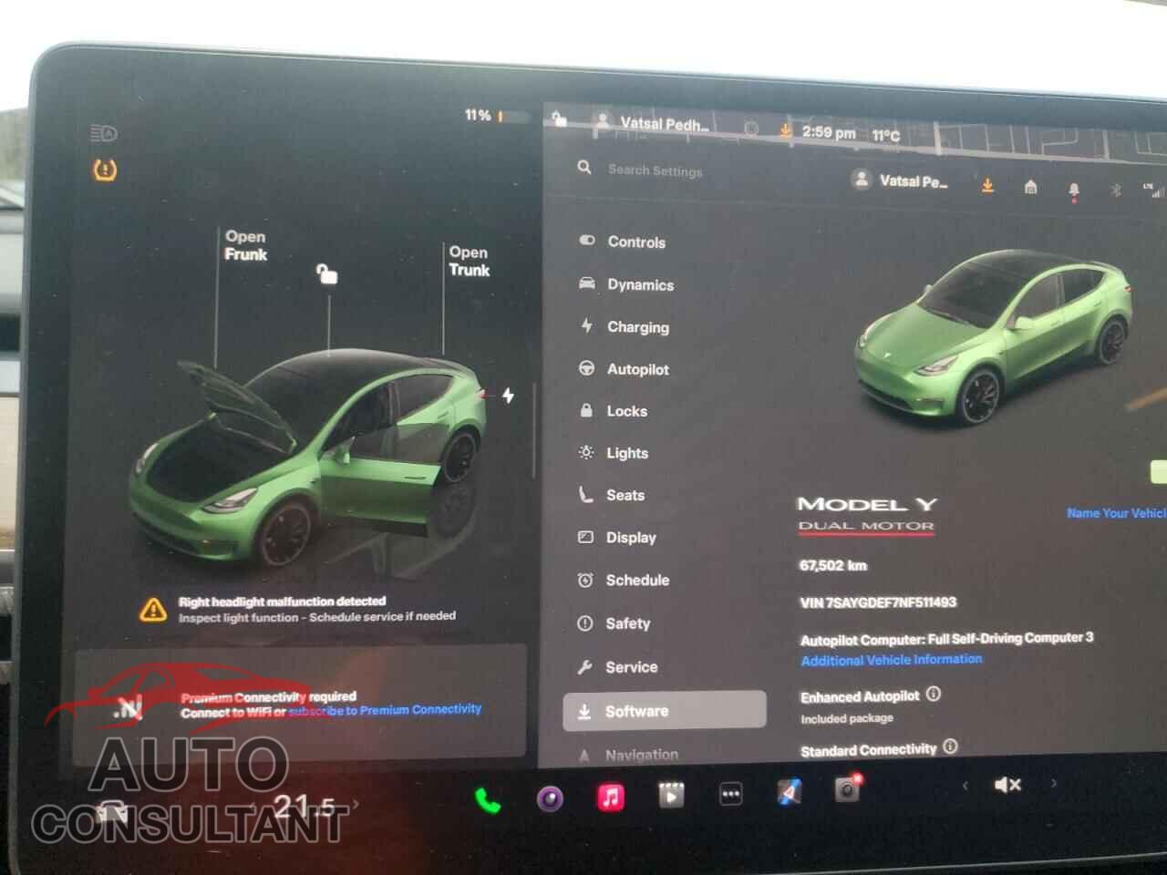 TESLA MODEL Y 2022 - 7SAYGDEF7NF511493