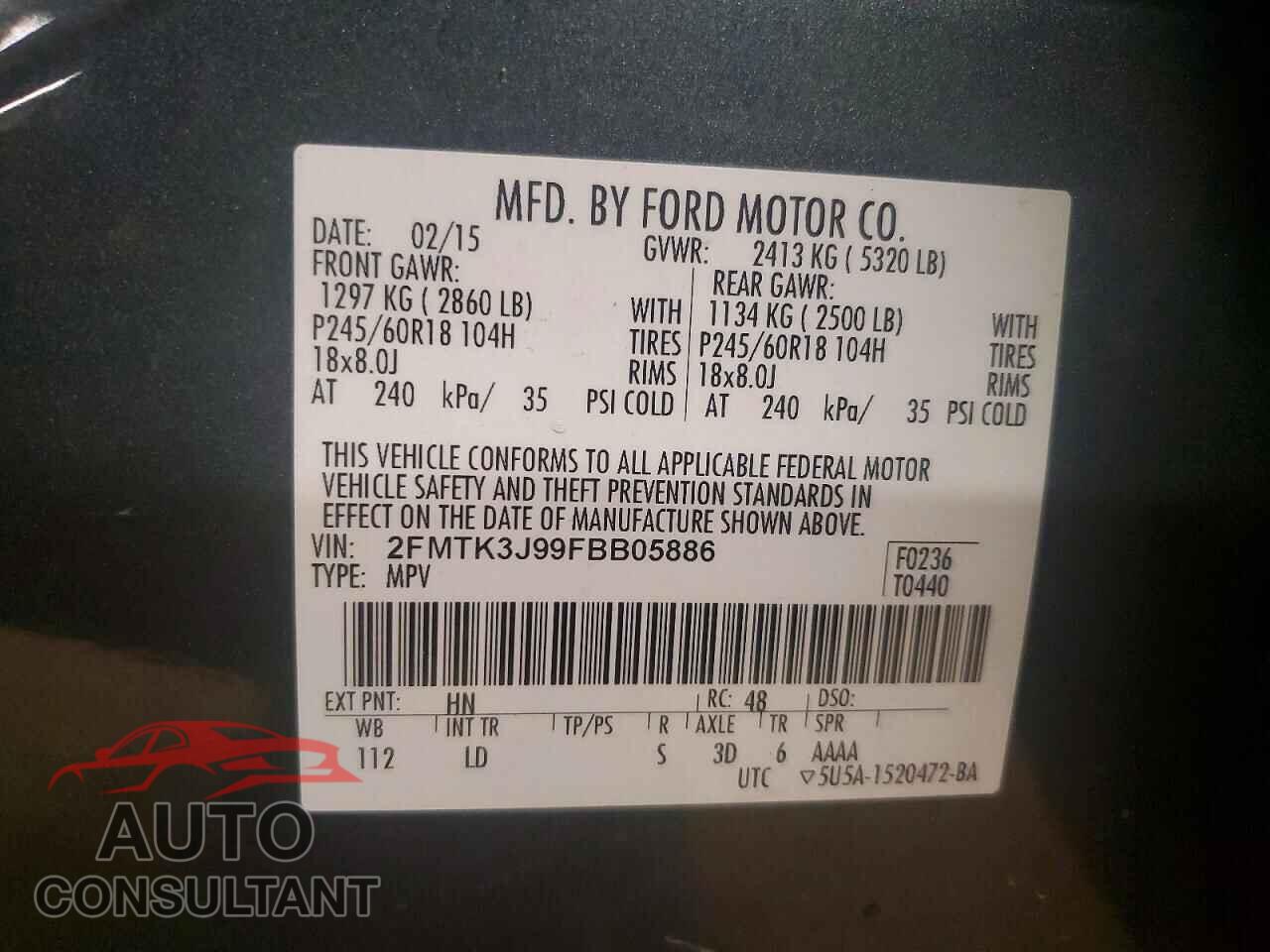 FORD EDGE 2015 - 2FMTK3J99FBB05886