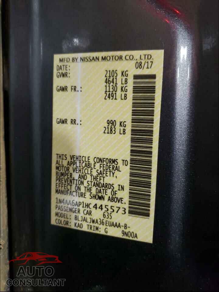 NISSAN MAXIMA 2017 - 1N4AA6AP1HC445573