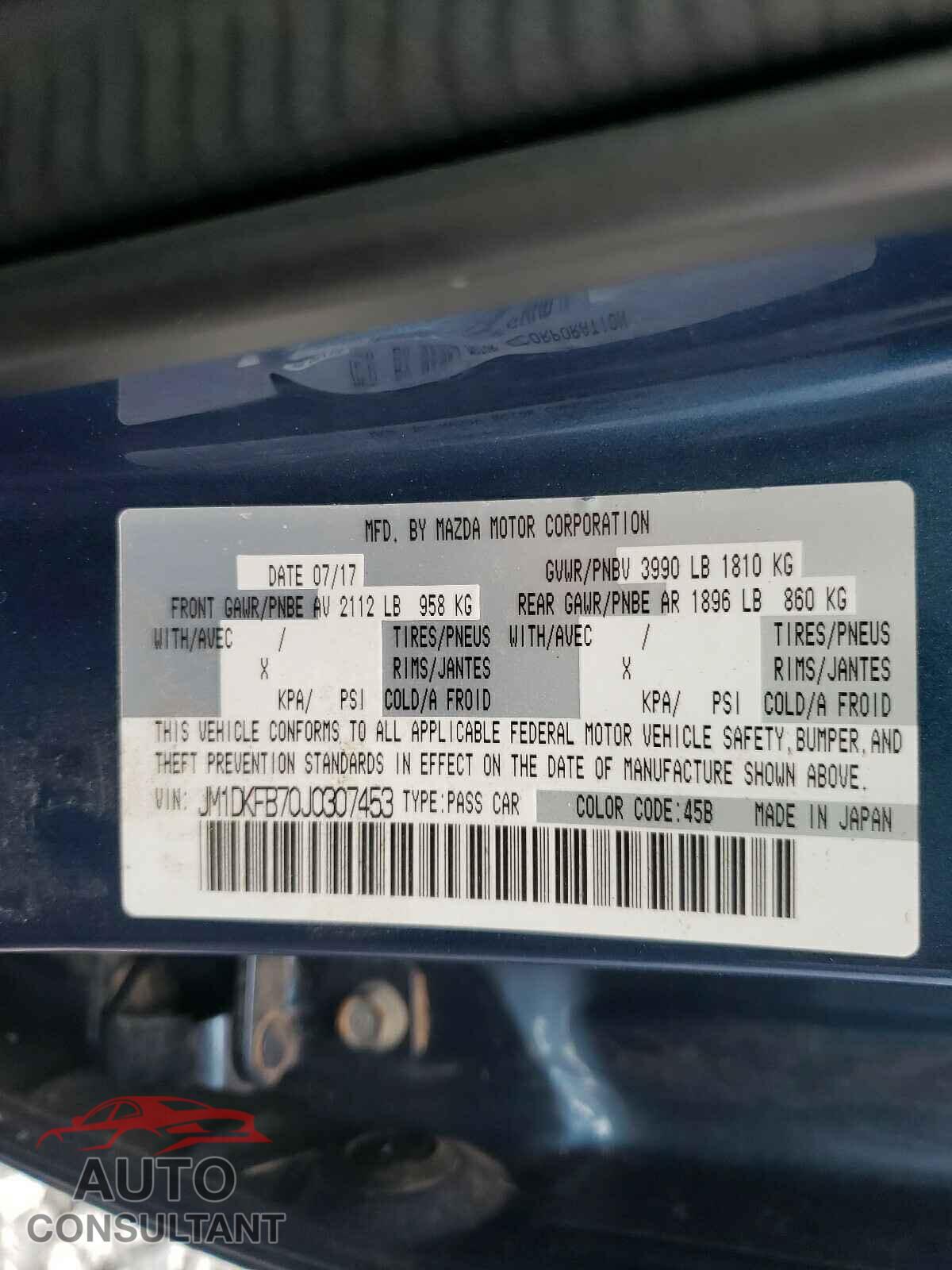 MAZDA CX-3 2018 - JM1DKFB70J0307453