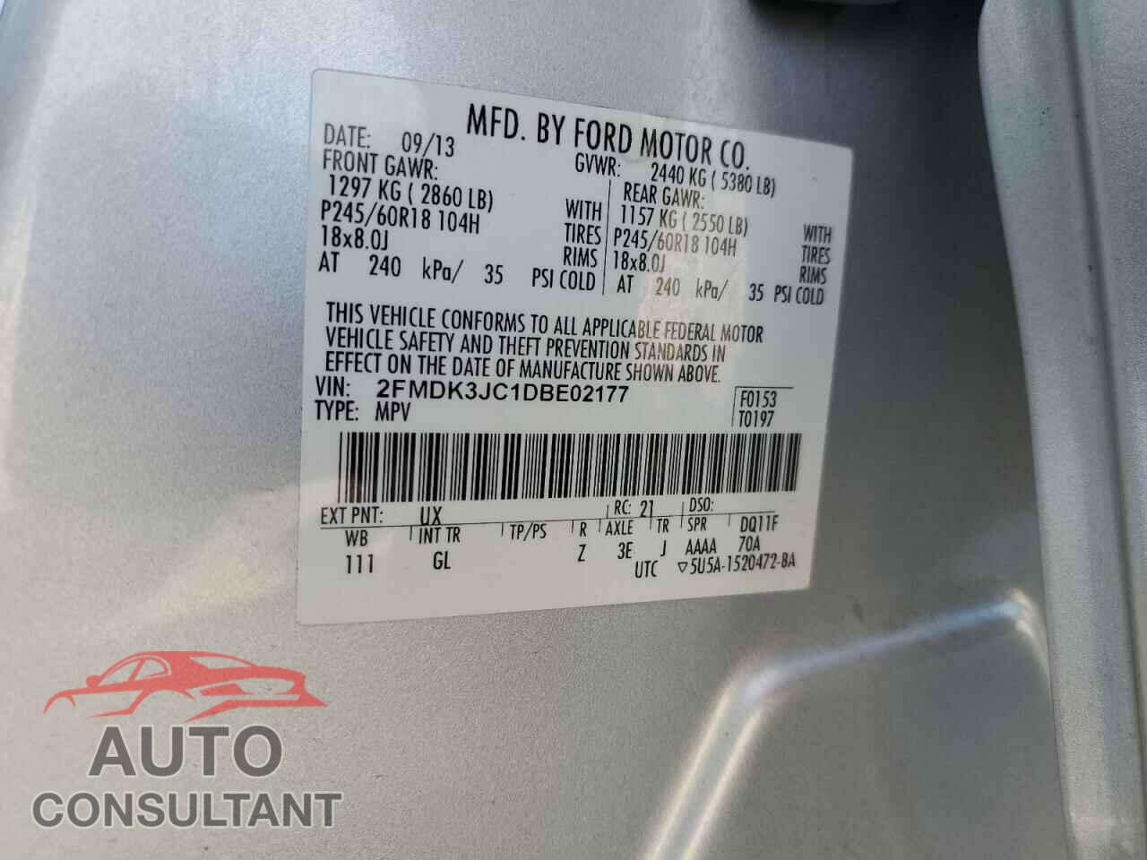 FORD EDGE 2013 - 2FMDK3JC1DBE02177