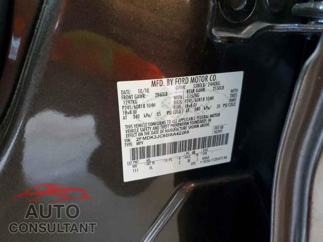 FORD EDGE 2011 - 2FMDK3JC6BBA42269