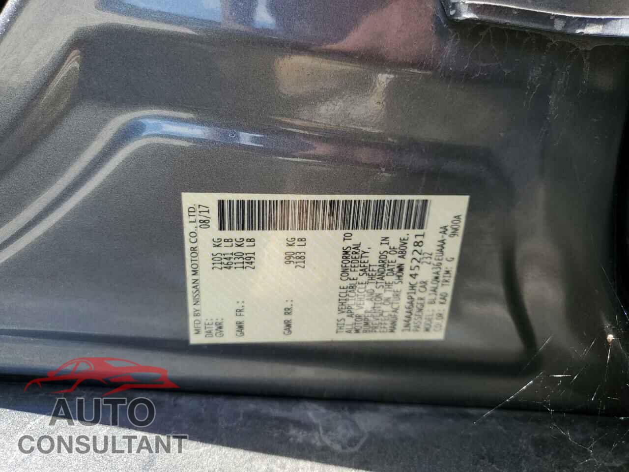 NISSAN MAXIMA 2017 - 1N4AA6AP1HC452281