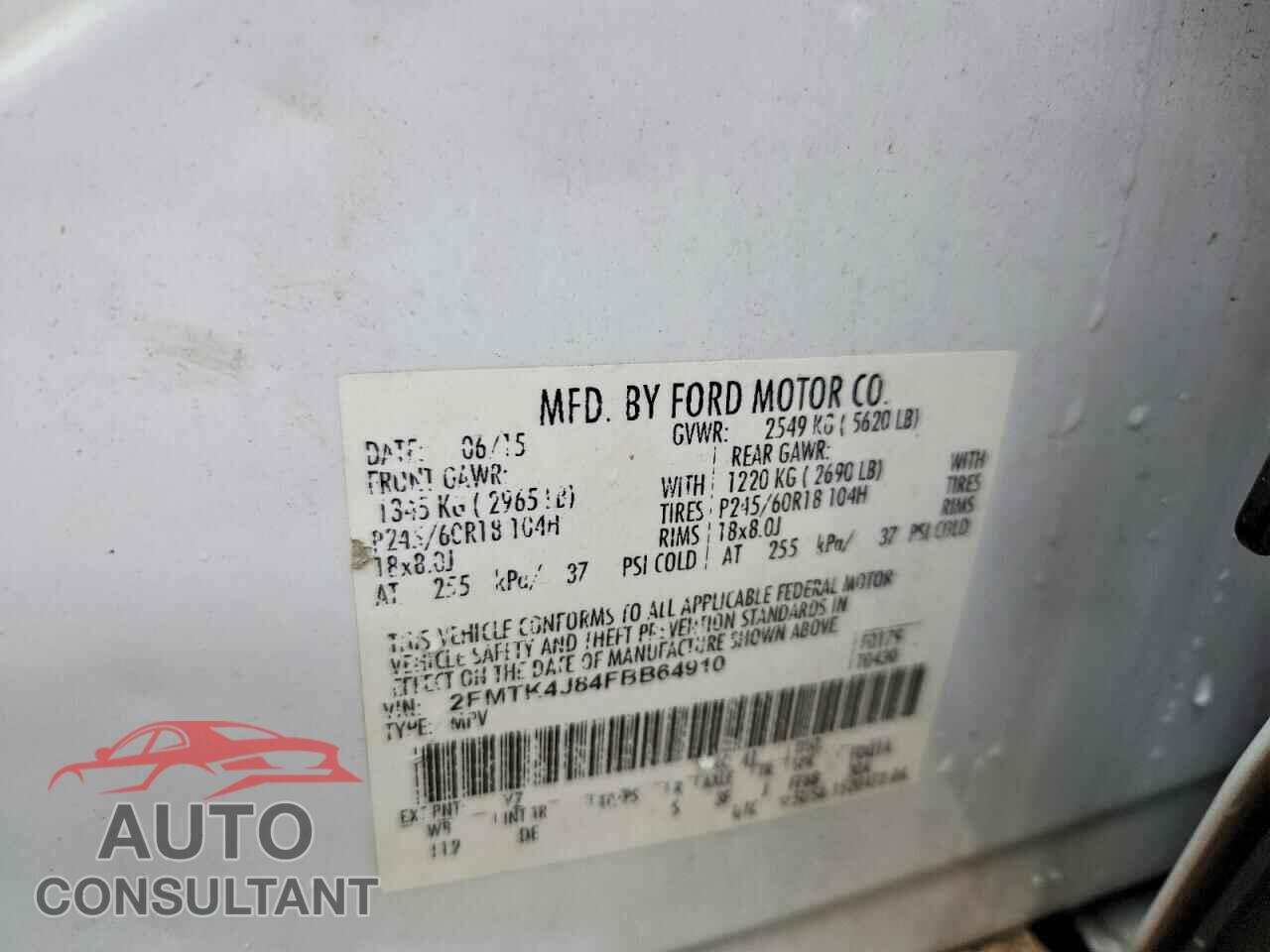 FORD EDGE 2015 - 2FMTK4J84FBB64910