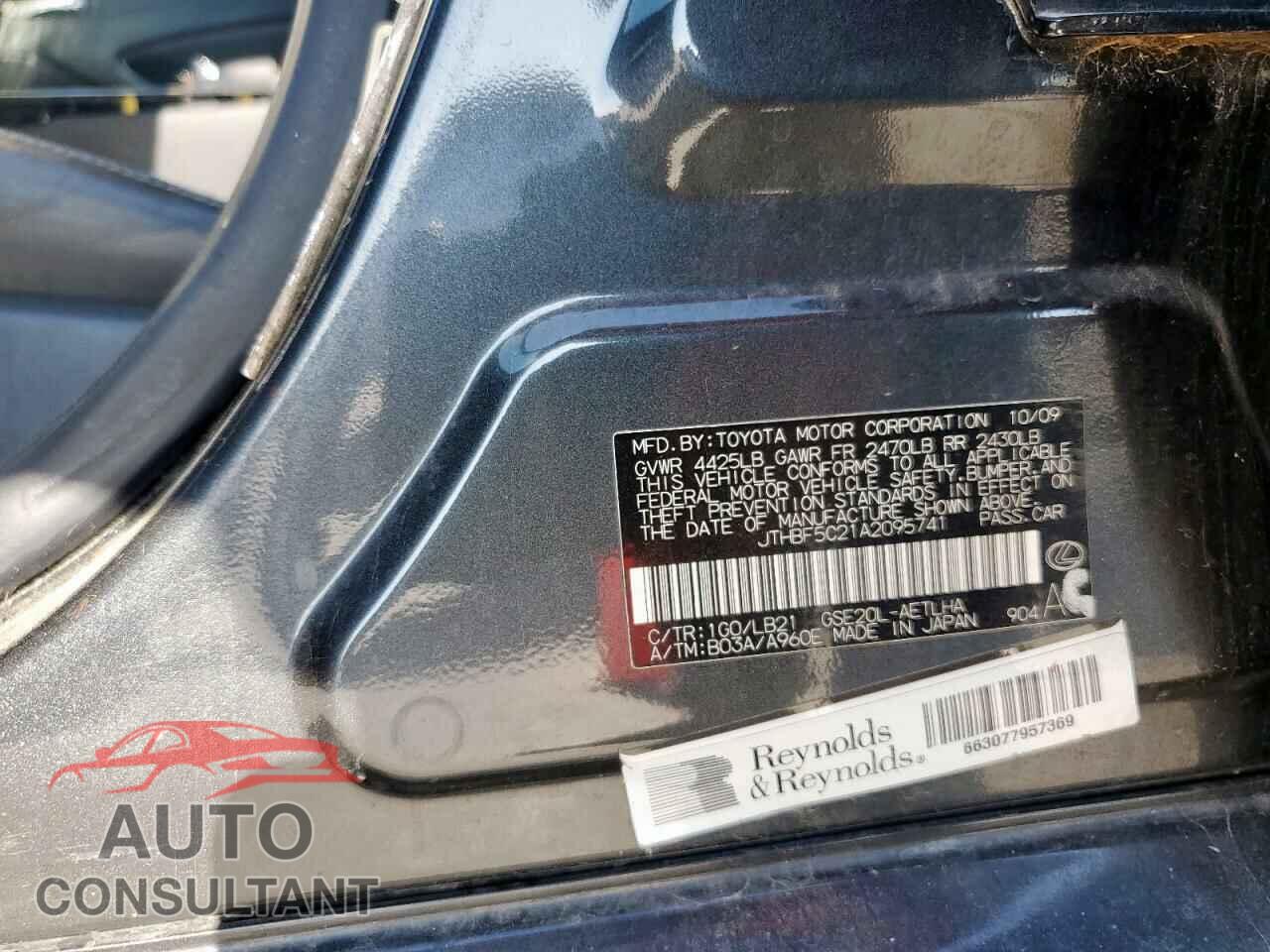 LEXUS IS 2010 - JTHBF5C21A2095741