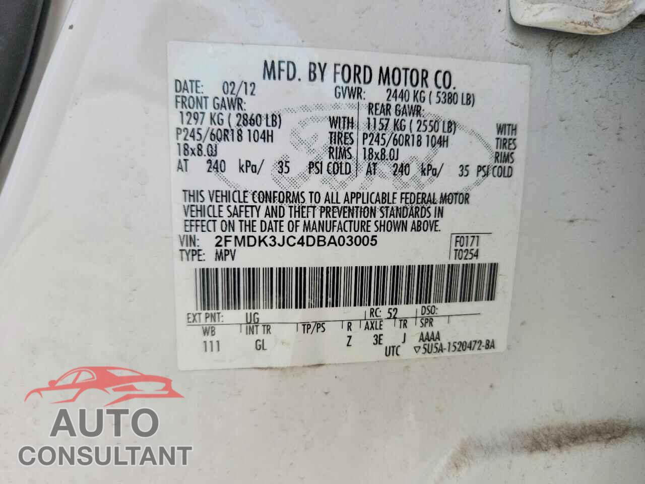 FORD EDGE 2013 - 2FMDK3JC4DBA03005
