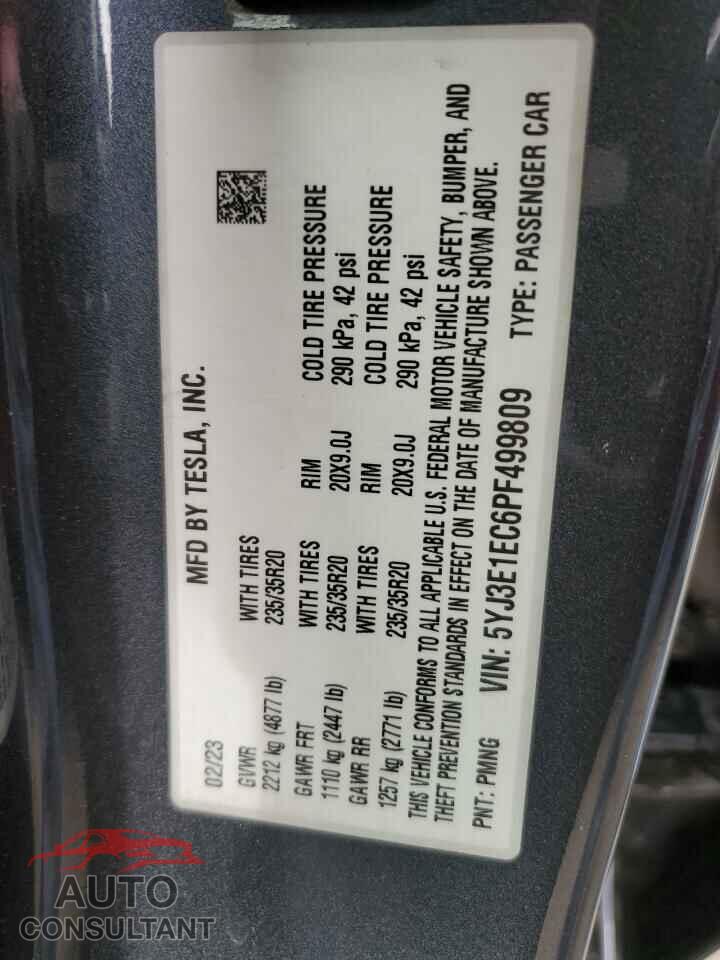 TESLA MODEL 3 2023 - 5YJ3E1EC6PF499809