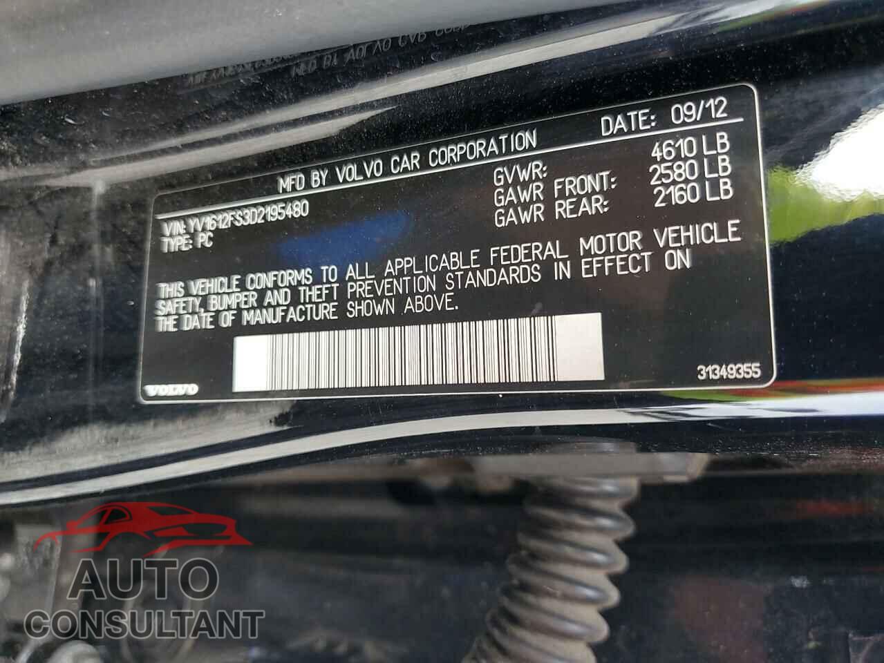 VOLVO S60 2013 - YV1612FS3D2195480