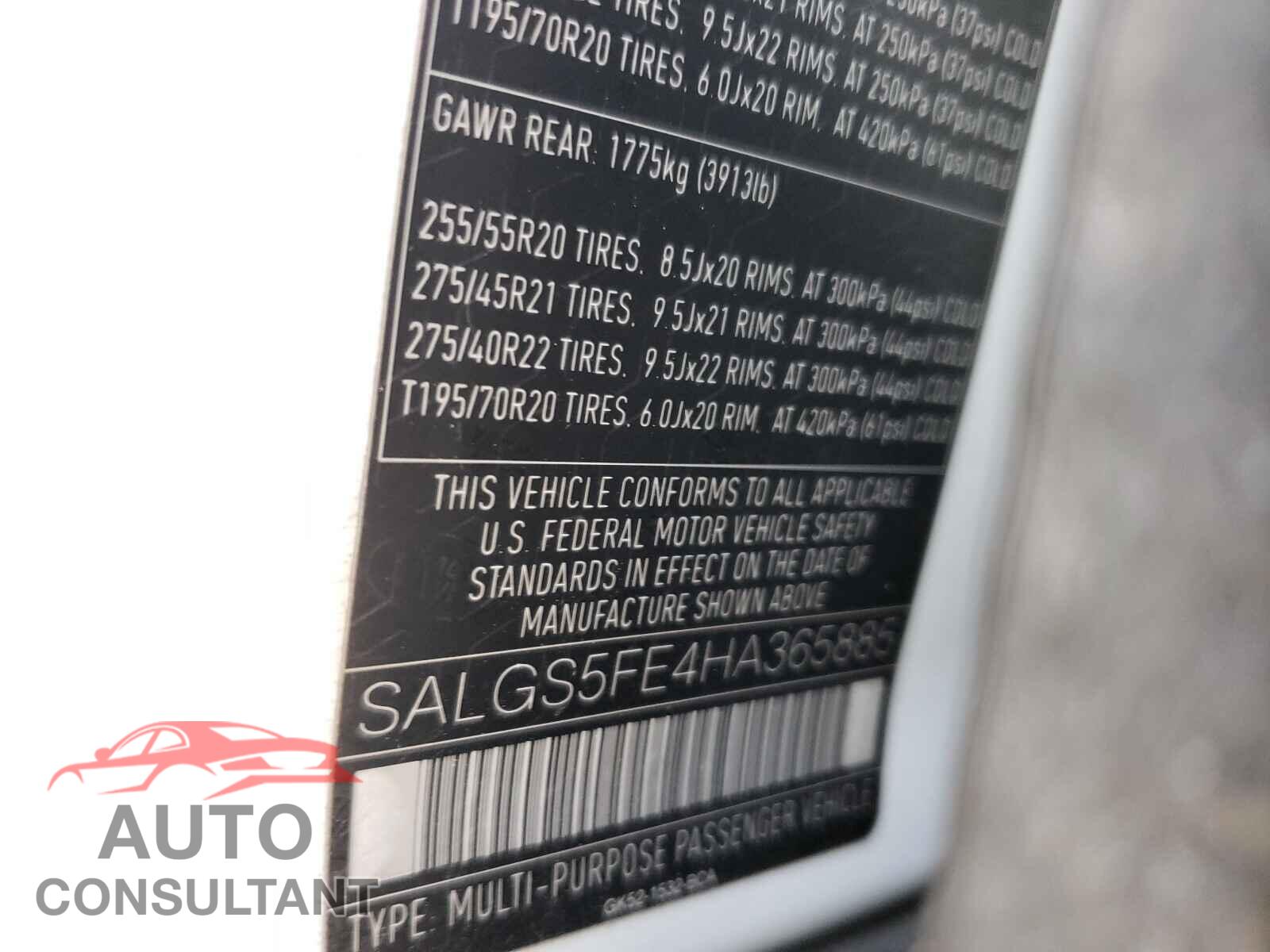 LAND ROVER RANGEROVER 2017 - SALGS5FE4HA365885