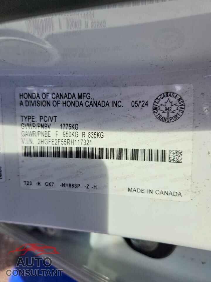 HONDA CIVIC 2024 - 2HGFE2F55RH117321