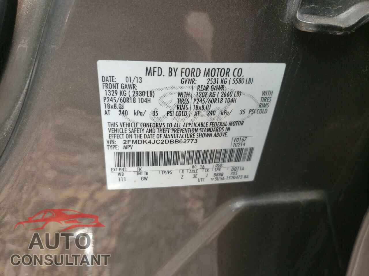 FORD EDGE 2013 - 2FMDK4JC2DBB62773