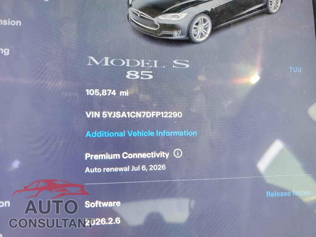 TESLA MODEL S 2013 - 5YJSA1CN7DFP12290