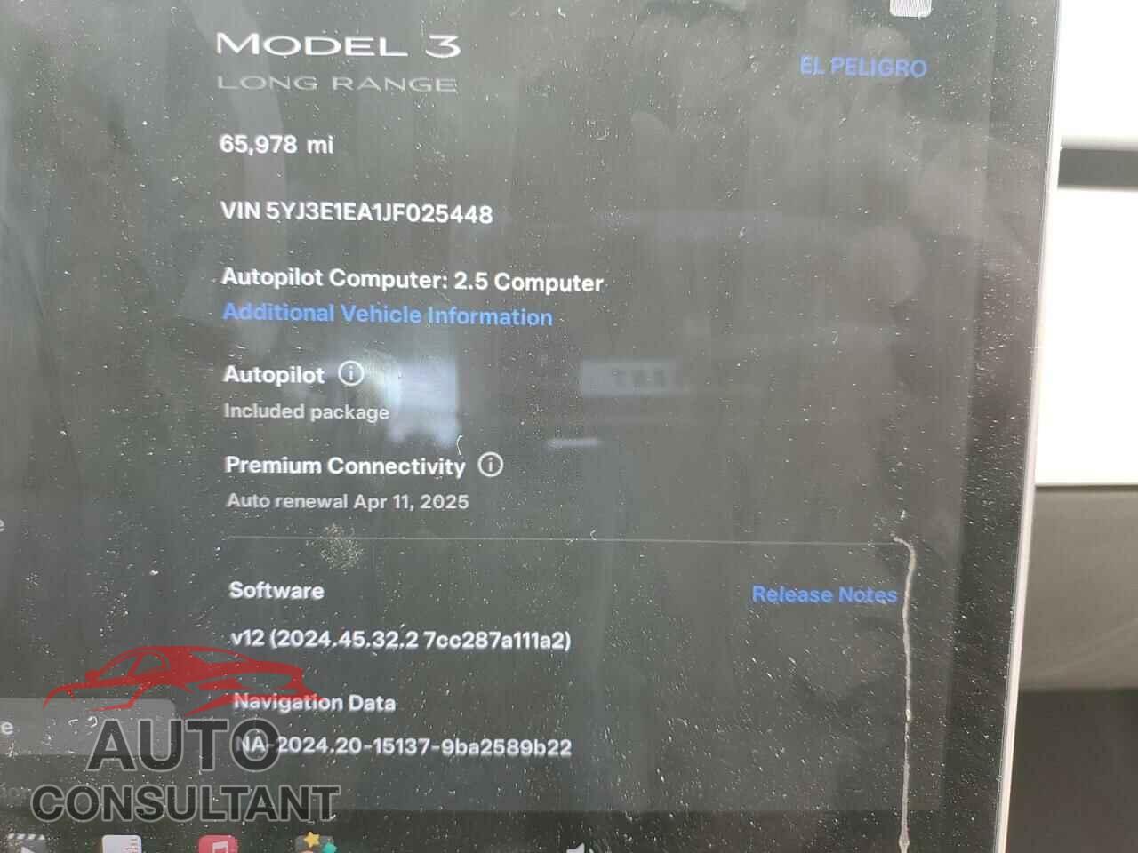 TESLA MODEL 3 2018 - 5YJ3E1EA1JF025448