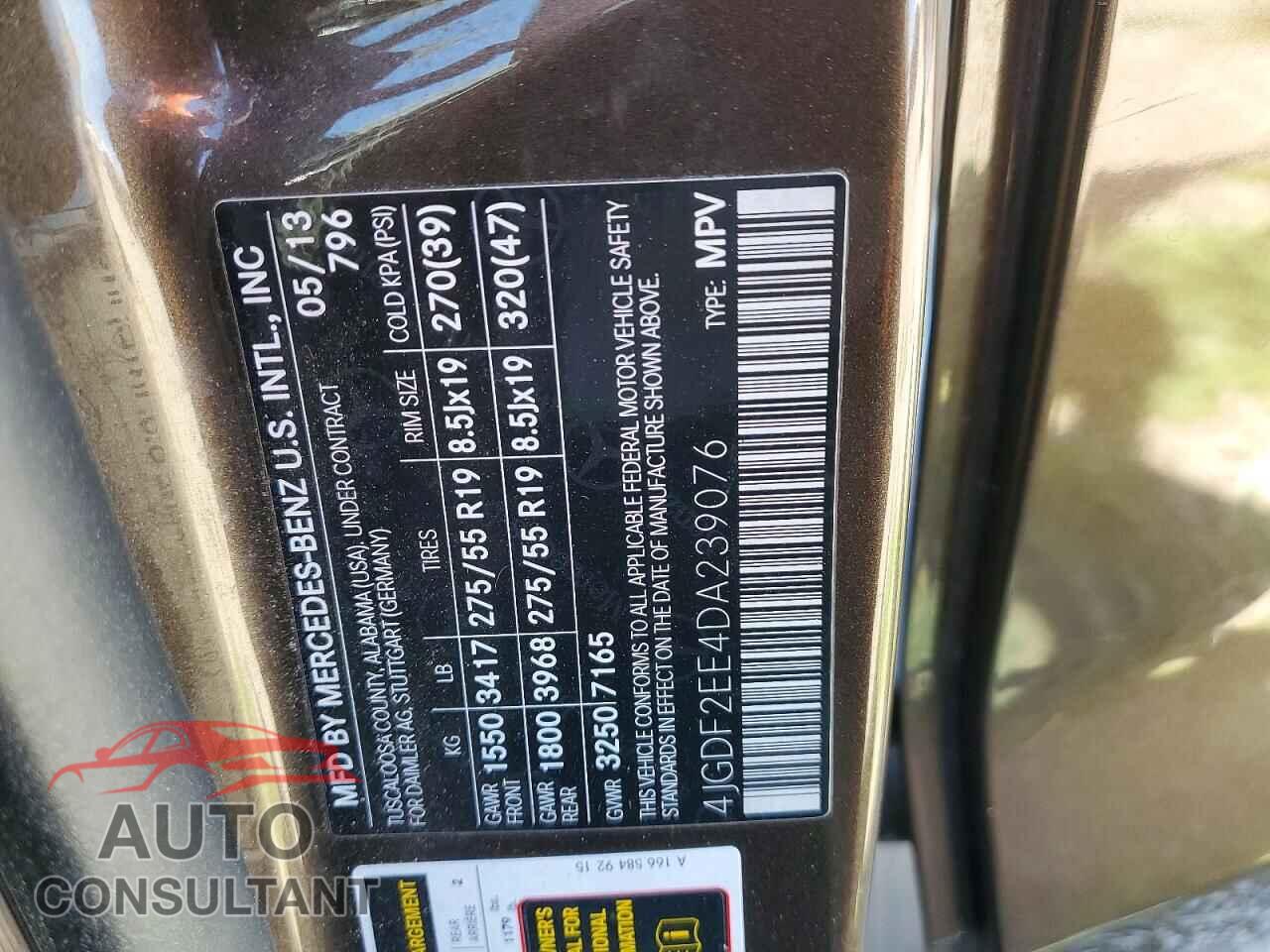MERCEDES-BENZ GL-CLASS 2013 - 4JGDF2EE4DA239076