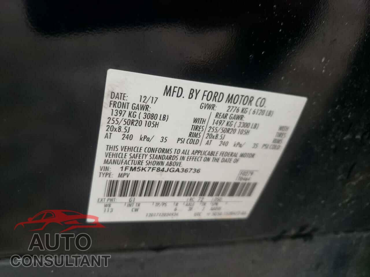 FORD EXPLORER 2018 - 1FM5K7F84JGA36736