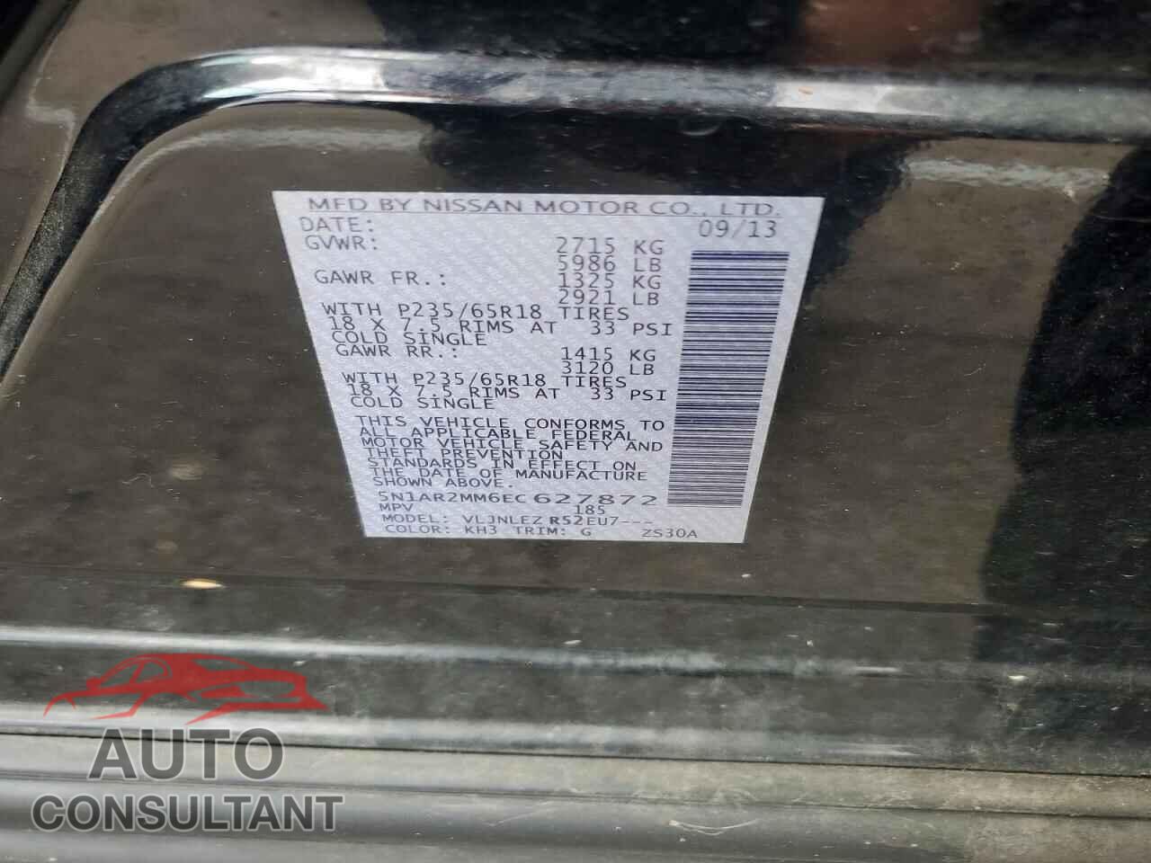NISSAN PATHFINDER 2014 - 5N1AR2MM6EC627872
