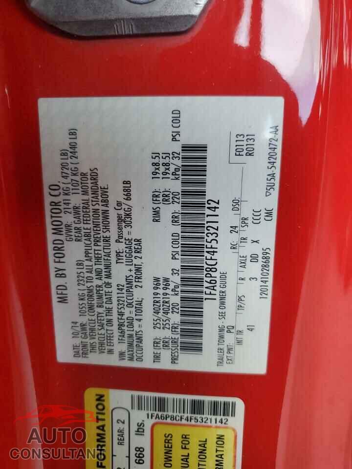 FORD MUSTANG 2015 - 1FA6P8CF4F5321142