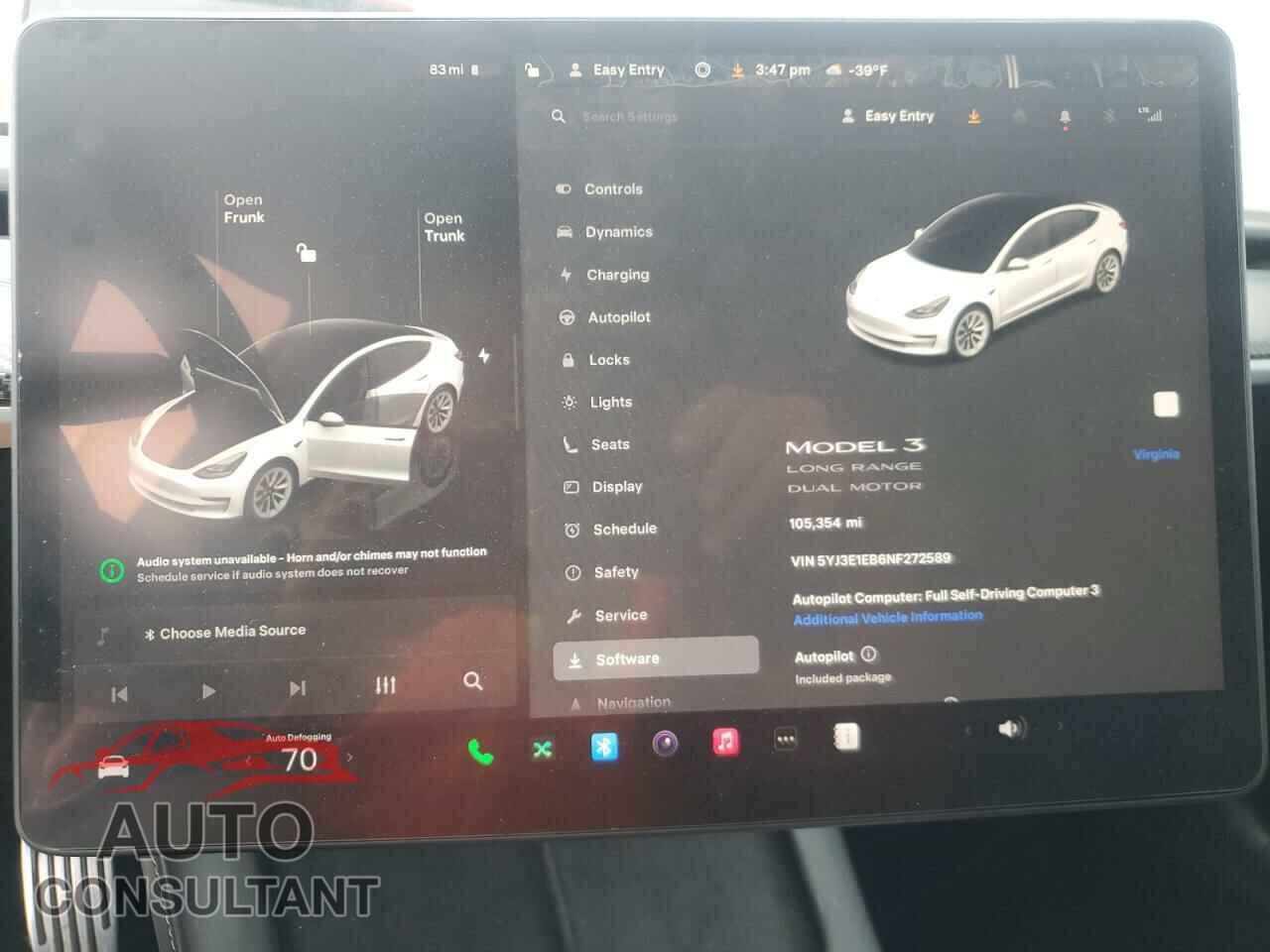 TESLA MODEL 3 2022 - 5YJ3E1EB6NF272589
