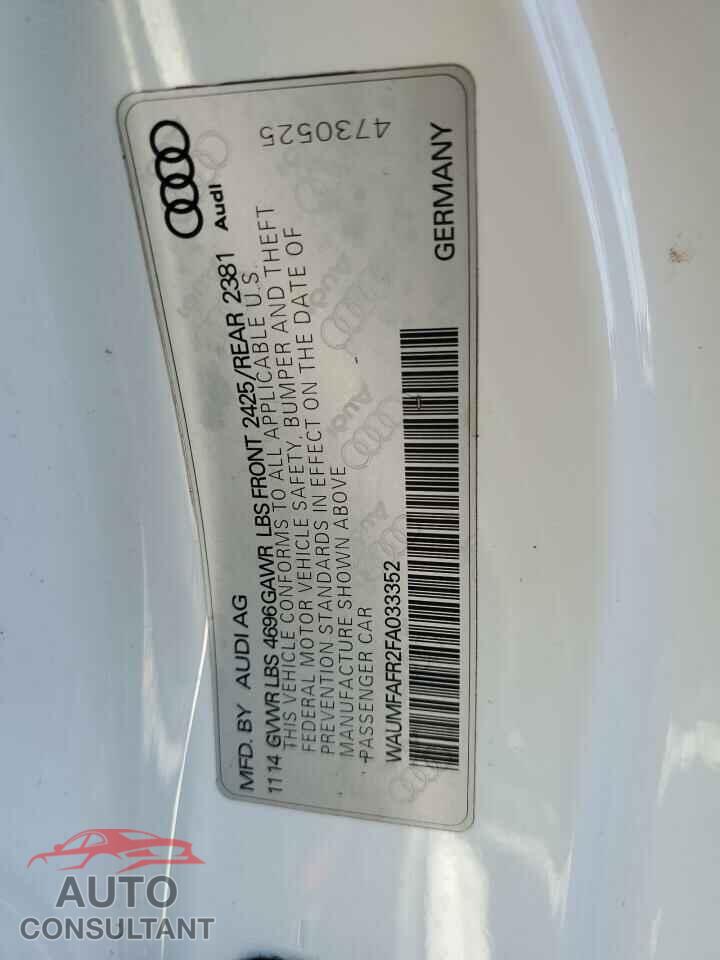 AUDI A5 2015 - WAUMFAFR2FA033352