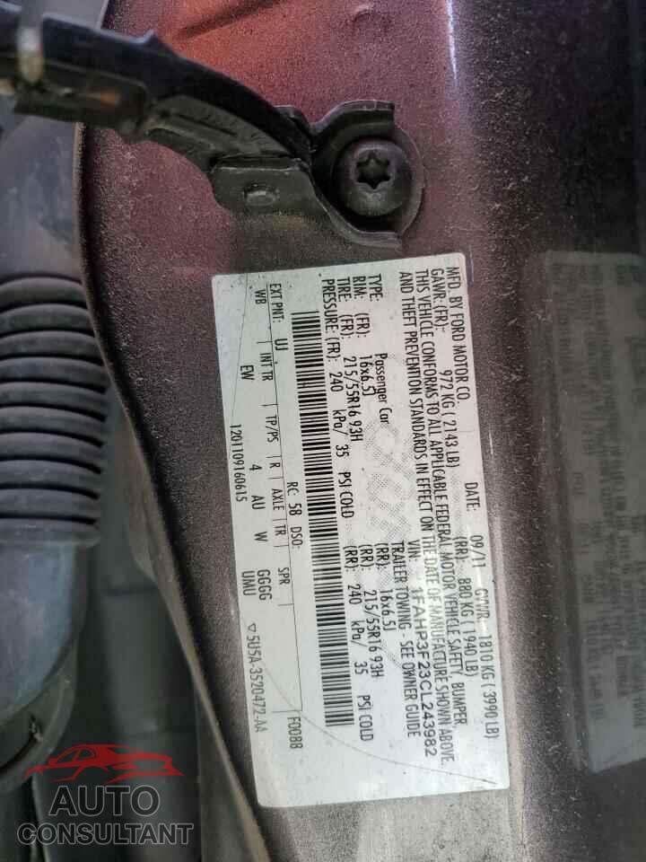 FORD FOCUS 2012 - 1FAHP3F23CL243982