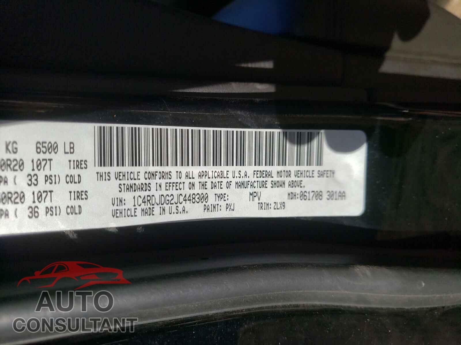 DODGE DURANGO 2018 - 1C4RDJDG2JC448300
